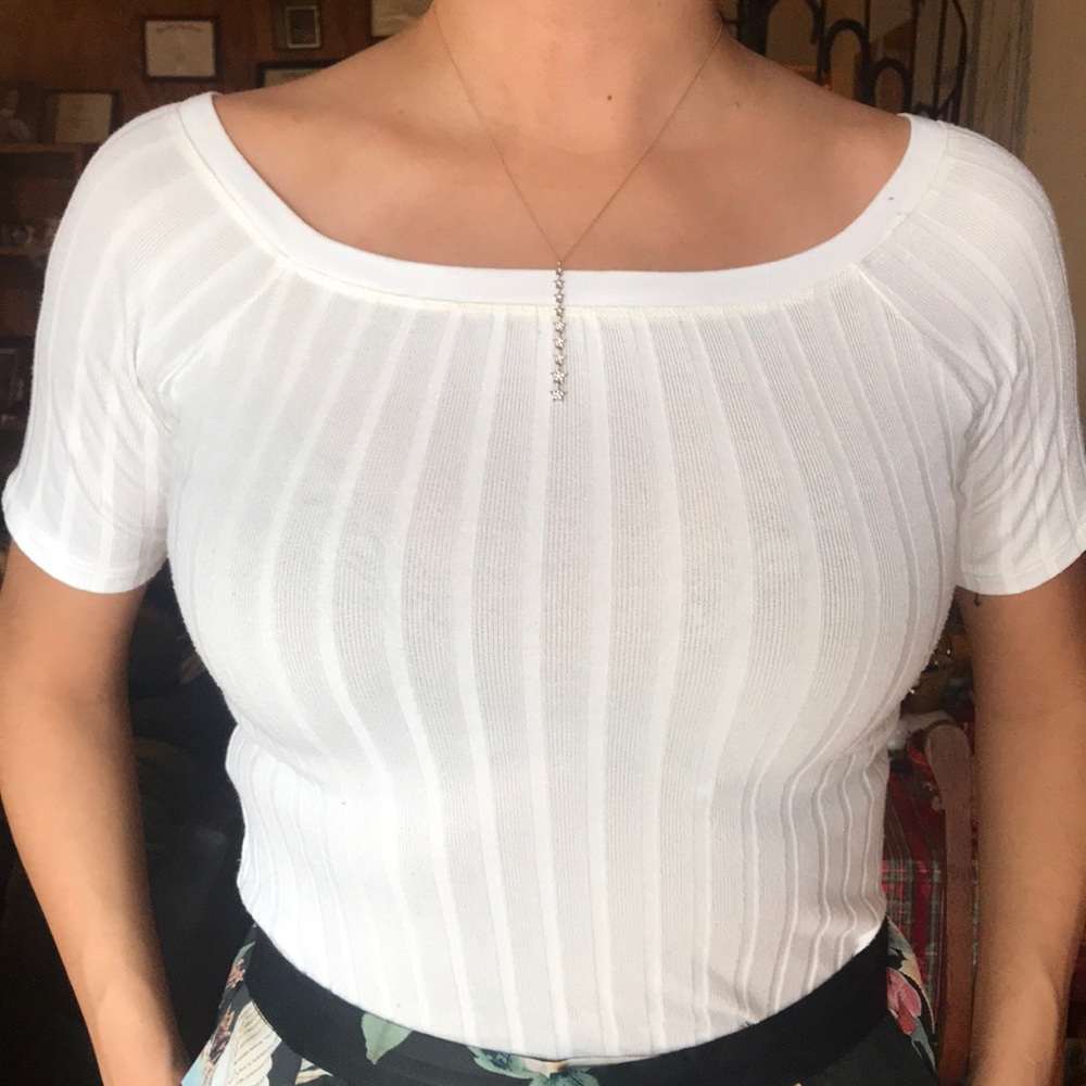 [Zara] White Boat Neck Top